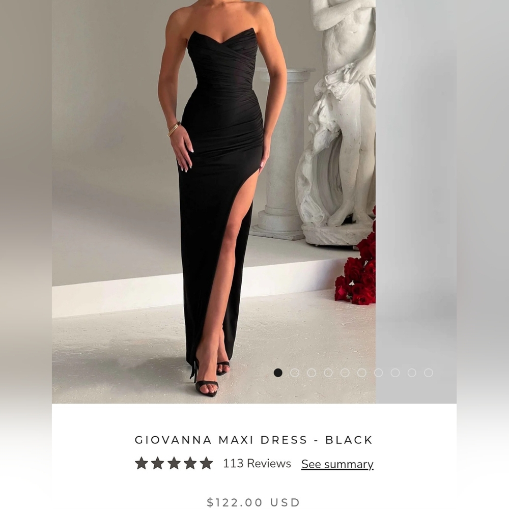 Giovanna Strapless Black Maxi Gown with High Side Slit